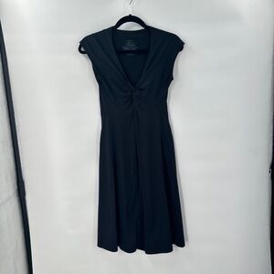 Patagonia Bandha Black‎ Twist Front Midi Dress Womens Small Travel Stretch